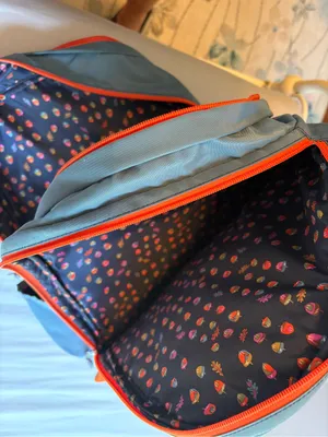 Vera Bradley Lighten Up Grand Backpack Mineral Blue Orange Laptop Travel thumbnail 9