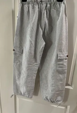 Extra Small White Pinstripe Linen Pants Size XS thumbnail 2