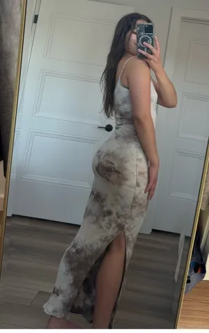 Marble Print Form Fitting Maxi Dress With Slit thumbnail 2