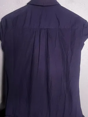 Anthropologie Maeve Short-Sleeve Collared 3D Ruffle Mini Shirt Dress Navy. XS thumbnail 7