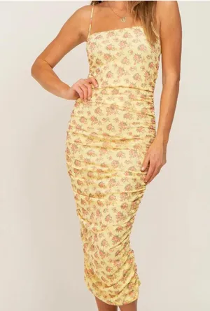 Endless Blu yellow floral midi dress #floral #summerdress #midi thumbnail 1