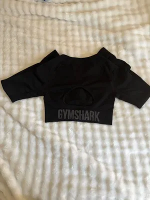 Gymshark Top Cropped Long Sleeve Black thumbnail 2