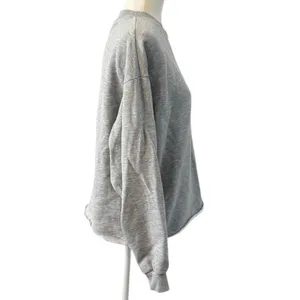 Alo Yoga Gray Raw Hem Cropped Crewneck Sweatshirt Oversized Pullover Logo (L-XL) thumbnail 3