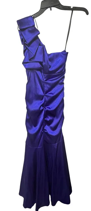 Bee Darlin Royal Blue One Shoulder Ruched Formal Mermaid Gown Size 5/6‎ thumbnail 1