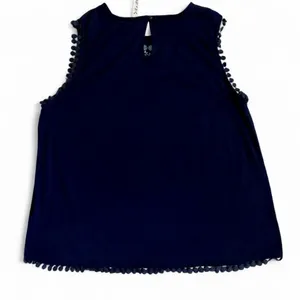 Rich and Beautiful size large Navy Embroidered Sleeveless Top boho Cottagecore thumbnail 2