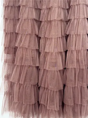 Miss Sparkling Mocha Brown Tiered Tulle Ruffle Midi Skirt thumbnail 4
