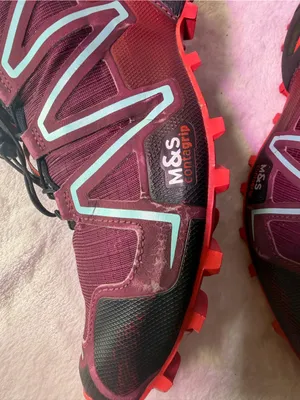 Salomon Women's Trail Running Shoe - Burgundy with Pink and Aqua Accents thumbnail 12