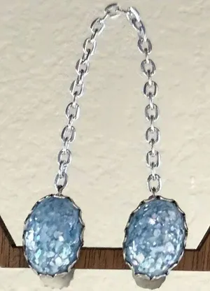 Vintage Blue Opal Confetti Lucite Sweater Guard Clips thumbnail 1