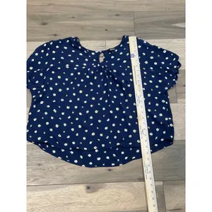 Madewell Size L Navy White Floral V Neck High Low Rayon Top thumbnail 4