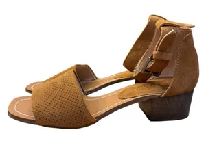 Splendid Heeled Sandal Tan‎ Suede Leather Size 8 Ankle Strap thumbnail 1