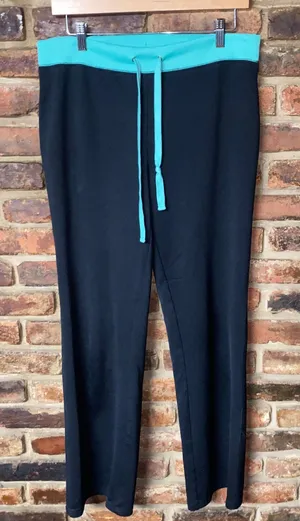 Silverwear Black Seafoam Green Straight Leg Track Sweatpants Women's Size Medium thumbnail 1