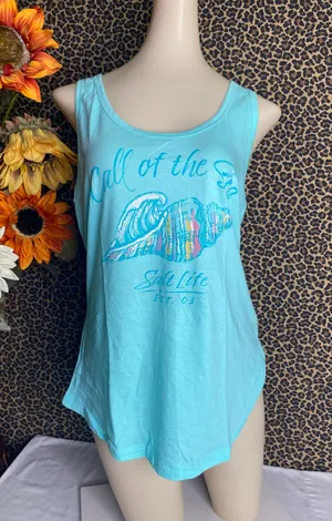 NWOT Aruba Blue QUEEN CONCH RacerBack Tank Top MEDIUM thumbnail 2