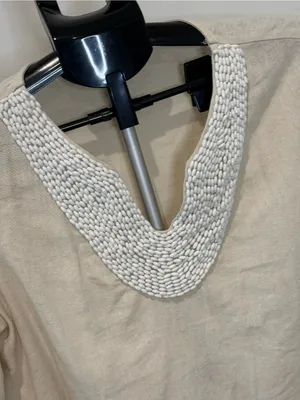 Isaac Mizrahi New York Linen Blend Beaded Neck Blouse Small thumbnail 4