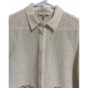 Rag & Bone Luna Mesh Silk Blend Shirt Bone Women's Size Medium thumbnail 3