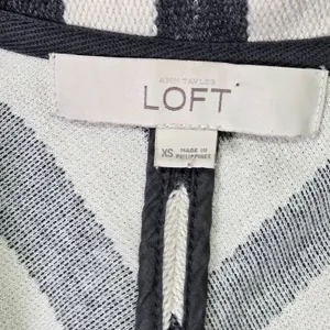 Ann Taylor LOFT‎ Women XS Striped Cotton Knit Blazer Jacket Gray White 312468 thumbnail 3
