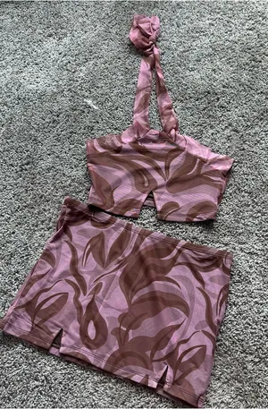 Dolls Kill Pink & Brown Swirl Two-Piece Skirt Set thumbnail 1