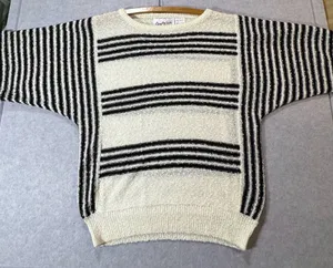Vintage Shopely Knits Black and White Striped Knit thumbnail 3