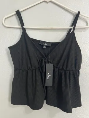 Lulus Babydoll Style Black (Washed black) Crop Top Size M NWT. Women's. thumbnail 4