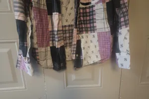 Victoria's Secret plaid flannel path quilt pajamas sleep shirt with pocket in light pink, dark pink and black size small. thumbnail 9