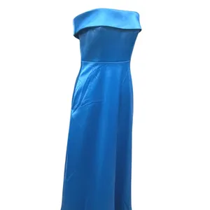 BHLDN Soma Strapless Stretch Satin Fit Flare Midi Dress 6 Blue Satin Formal HOCO thumbnail 3