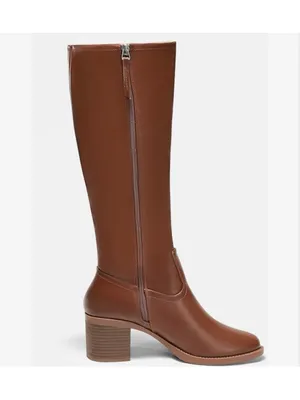 NEW Coutgo Brown Knee High Low Chunky Heel Round Toe Tall Boots 9 thumbnail 5