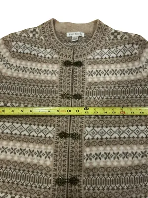 Vtg Susan Bristol fair isle wool cardigan sweater Nordic pattern metal toggle thumbnail 3