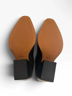 Linea Paola black Leather Slip on Mules Size 7.5M thumbnail 8