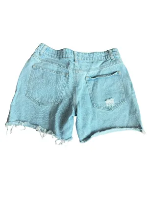 Edikted Light Wash Denim Shorts High-Waisted Distressed Raw Hem Size Small Women thumbnail 7