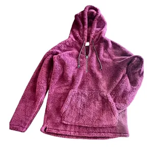 PINK - Victoria's Secret PINK Maroon Fuzzy Sherpa Pullover size M thumbnail 3