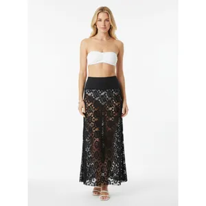 Black Sheer To Waist Maxi Long Lace Skirt M thumbnail 5