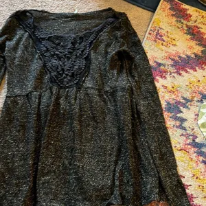 Free people xs black‎ sparkly blouse thumbnail 4