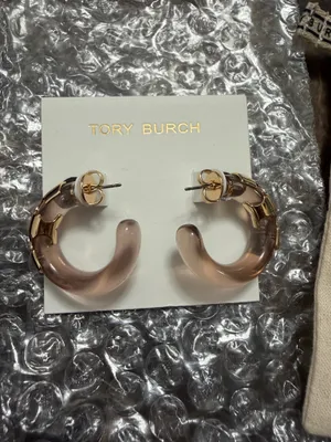Tory Burch resin Hoop Earrings with gold accents thumbnail 3