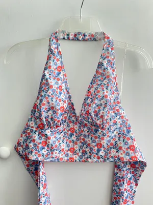 Vestique Floral Halter Top Blue Size M thumbnail 1