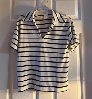 H&M Striped Knit Top Black White thumbnail 1