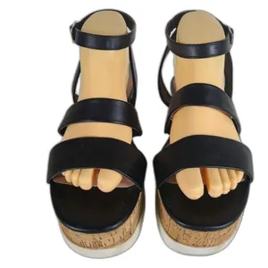 EUC Madden Girl Women's Black Steadyy Platform Buckle Cork Heel Sandals Size 9 thumbnail 3