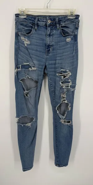 American Eagle Women Distressed High Rise Next Level Stretch Jeans 6 Regular thumbnail 1
