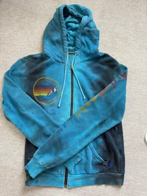 Teal Tie Dye Aviator Nation Zip Up thumbnail 1