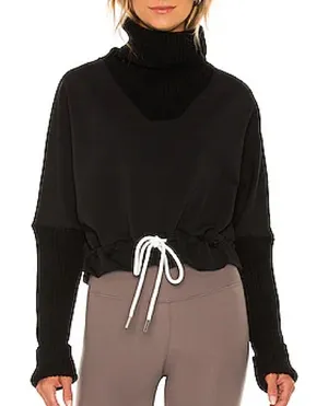 Varley Britannia Black Sweatshirt Size Medium Pullover Ribbed Sweater Turtleneck thumbnail 1