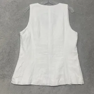 Madewell Top Womens 12 White‎ Scoop Neck Linen Vest Sleeveless Button NV834 thumbnail 11