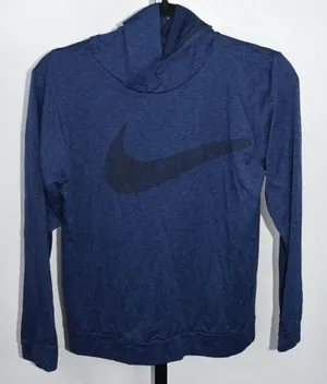 Nike Dri-Fit L Hoodie Women's Navy Blue Heathered Big Swoosh Logo Pullover thumbnail 2