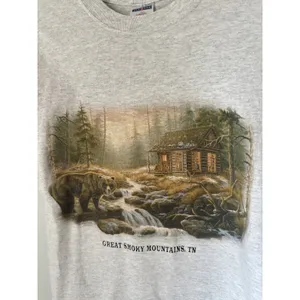 Vintage Jerzees Small T-Shirt Great Smoky Mountains, TN Gray Bear Womens Cotton thumbnail 9