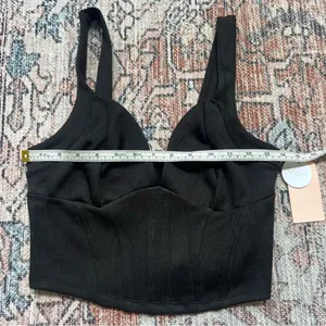 Blashe Los Angeles NWT Black Sleeveless Corset Bustier Crop Top Zipper Medium thumbnail 8