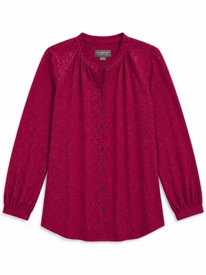 Anthropologie Susanna Burnout Velvet Blouse Women XL‎ Plum New Buttondown Top thumbnail 5