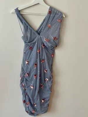 ZARA Draped Sequin Mini Dress blue thumbnail 6