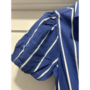 New J.Crew Size 00 Collared Short-sleeve Tie-waist Mini Dress Blue White Stripe thumbnail 4