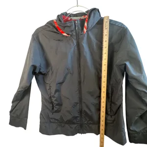 Nike Windbreaker Jacket Black Full Zip Hooded Mesh Lined‎ Sporty Women Small 4-6 thumbnail 7