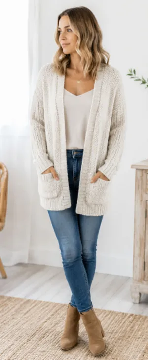 Abercrombie & Fitch Cream Cardigan Pockets medium cottagecore bohemian sweater thumbnail 1