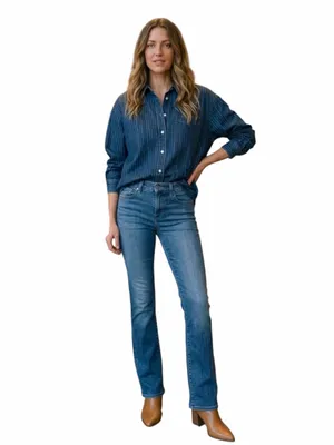 7 For All Mankind Bootcut Jeans 27 Medium Wash Blue Denim Y2K Vibe Long Inseam thumbnail 8