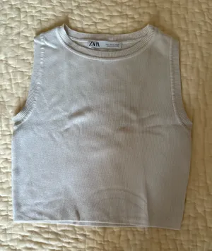 White ZARA Cropped Tank Top thumbnail 1