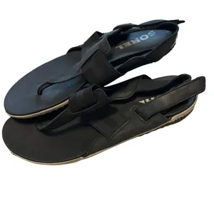 Sorel Women's Out N About Leather Black Flats Sandals thumbnail 8